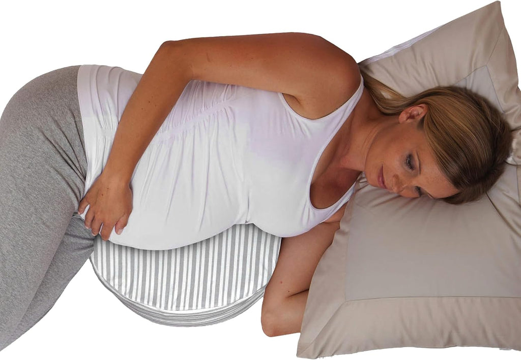 Boppy Wedge Pregnancy Pillow - Compact Support Wedge Maternity Pillow for Back, Knees, Pelvic Floor at Home, Office & Travel with Washable Knit Cover - Gray Modern Stripe