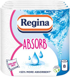 Regina XXL Absorb Kitchen Towels – 8 Rolls Per Pack, Super Absorbent 2-ply Kitchen Towels, 75 Sheets Per Roll, Extra-large Sheets, 50% More Absorbent Than Previous XXL Products, Easy Open Pack