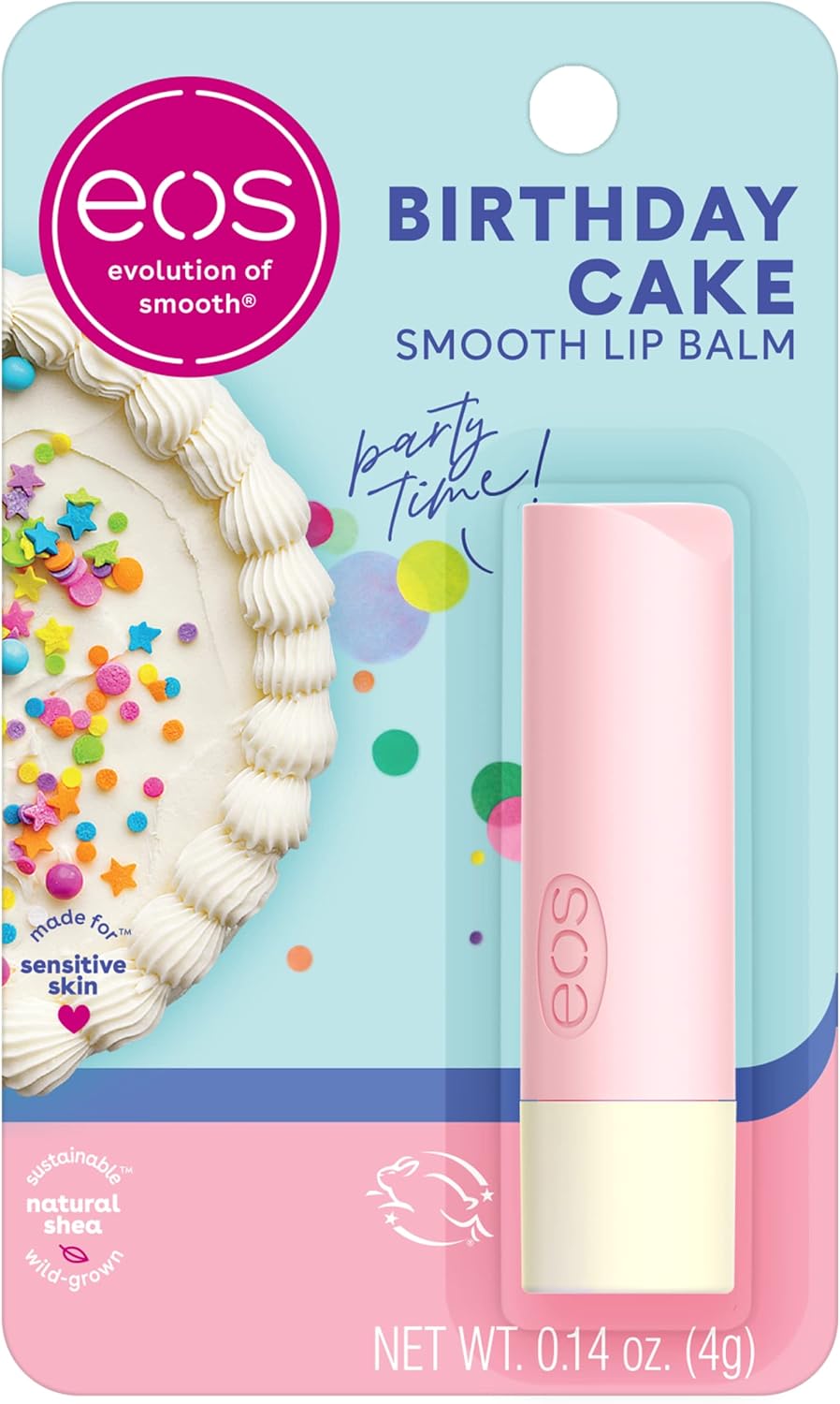 eos Natural Shea Lip Balm- Birthday Cake, All-Day Moisture, Shea Butter, Dry Lip Care, 0.14 oz