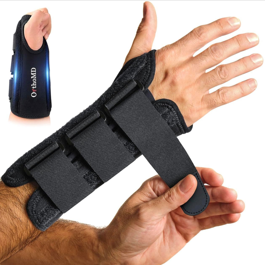 Carpal Tunnel Wrist Brace – Orthopedic Hand Surgeon Designed Wrist Splint for Sleeping & Daytime Support – Rigid Stabilizer (NOT a Soft Sleeve) for Tendonitis, Arthritis & Wrist Pain – OrthoMD (RIGHT Wrist, Large)