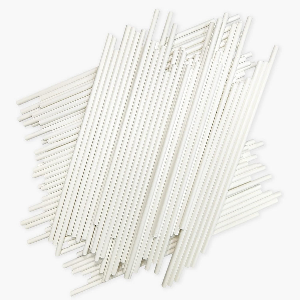 150 Count 4 INCH White Paper Lollipop Sticks,Cake Pop Sticks,Sucker Sticks for Cookies,Rainbow Candy,Chocolate,Cake Topper(Dia 3.5mm)