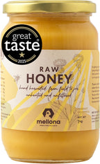 Mellona 100% Raw Honey Unfiltered, Natural Creamy Golden Honey Raw Unprocessed, Unheated & Unfiltered(1KG)