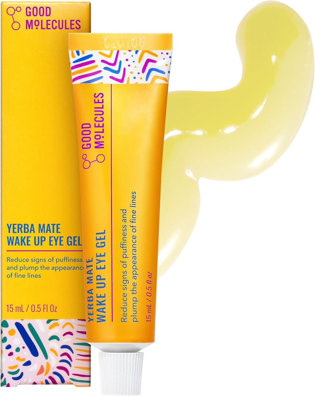 Good Molecules Yerba Mate Wake Up Eye Gel - Hydrating Under Eye Gel Cream with Hyaluronic Acid and Caffeine - Target Dark Circles and Puffiness - Skin Care for Face