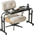 TigerDad Mobile Over The Bed Recliner Table - Adjustable Height & Length, Stable Laptop Tray Chair Table with Wheels for Kids & Adults