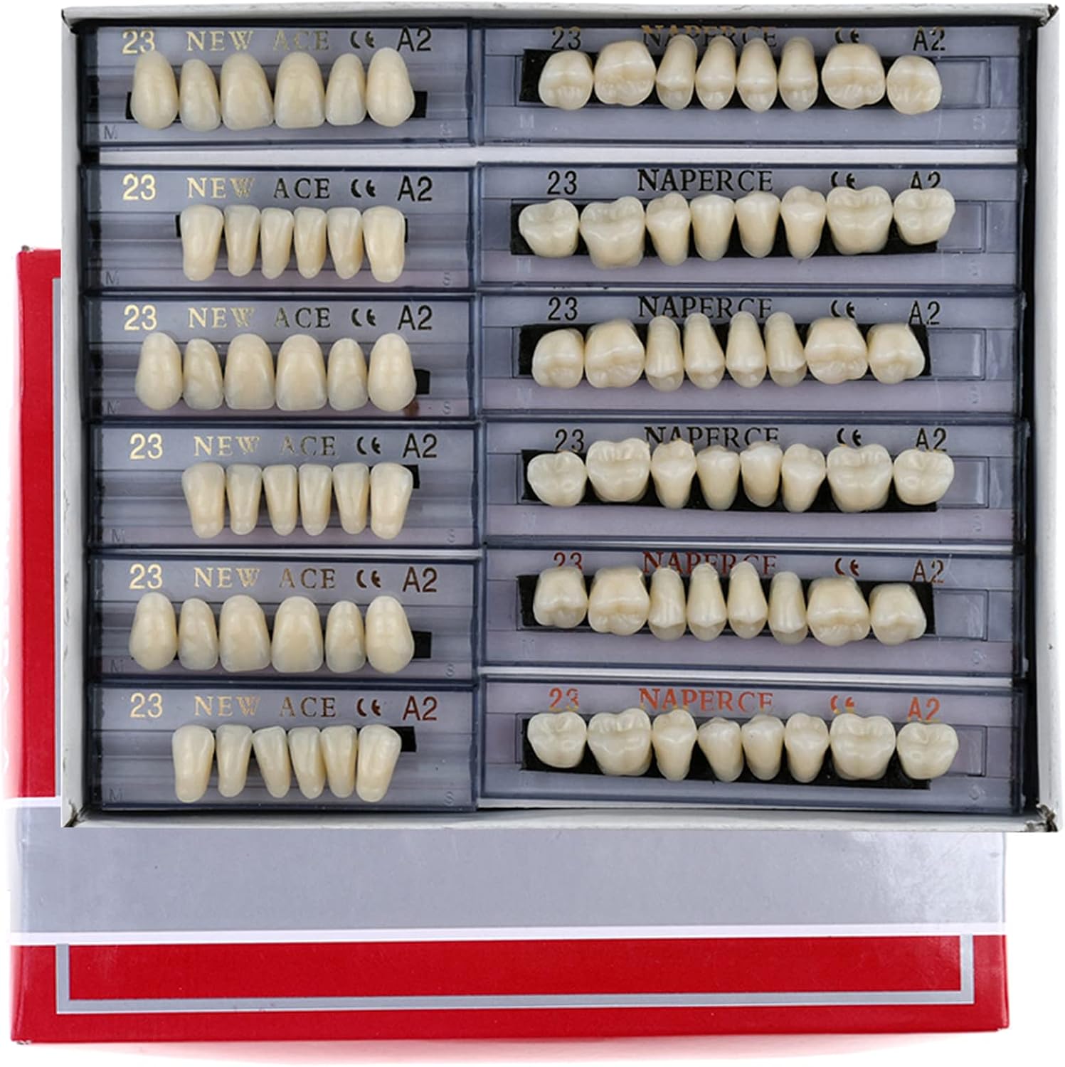 168 Pieces False Teeth Dental Complete Acrylic Resin Denture Teeth, 6 Sets Whole Teeth Synthetic Polymer Denture Tooth, 23 Shade A2 Upper + Lower Dental Materials for Replacement, DIY, or Halloween