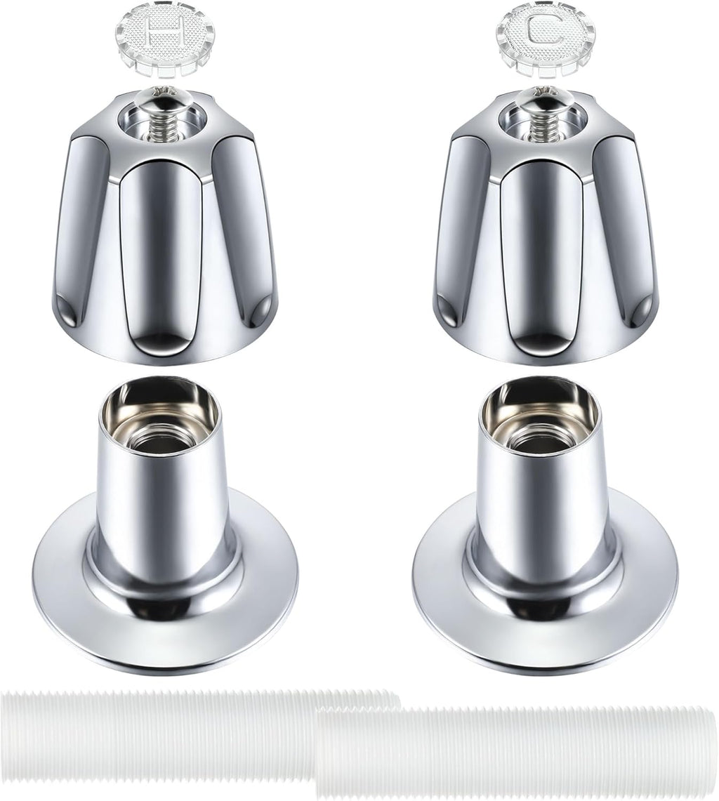 Enhon Shower Knobs 2 Piece Replacement, Compatible with Pfister Verve Tub Shower Handle Replacement, 2 Faucet Handle Trim Kit for 5-1/2 inch High, 12 Tooth Broach Stem Cartridge(Polished Chrome)