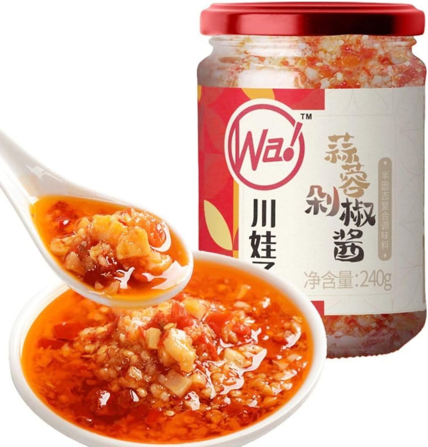 Minced Pepper Garlic Sauce,Spicy Hotpot Barbecue Dipping Sauce, 240g Chinese Specialty with Pickled Vegetable Chili