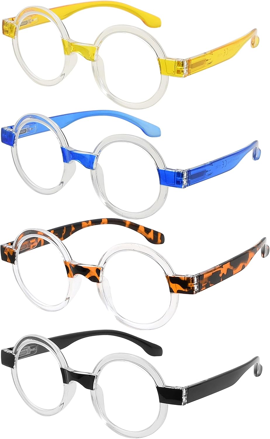 Eyekepper 4-Pack Round Reading Glasses Women Oprah Style Readers +1.50