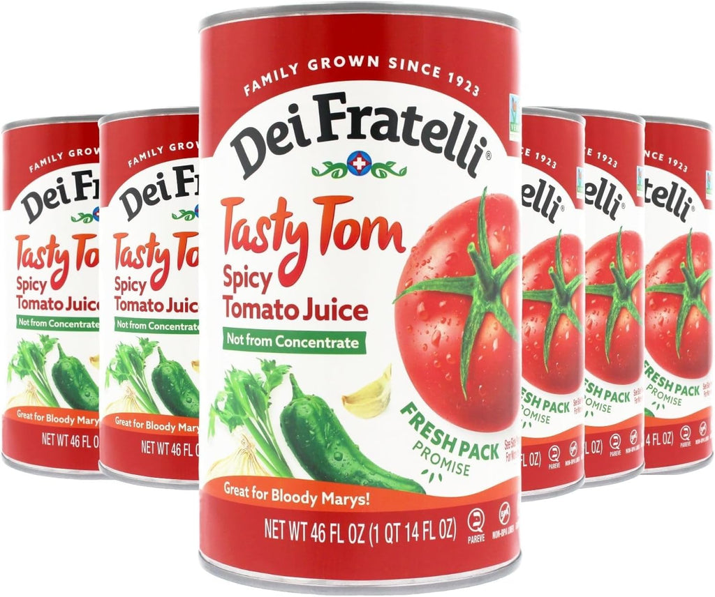 Dei Fratelli Tasty Tom Spicy Tomato Juice, Not from Concentrate, 46oz (6 pack)
