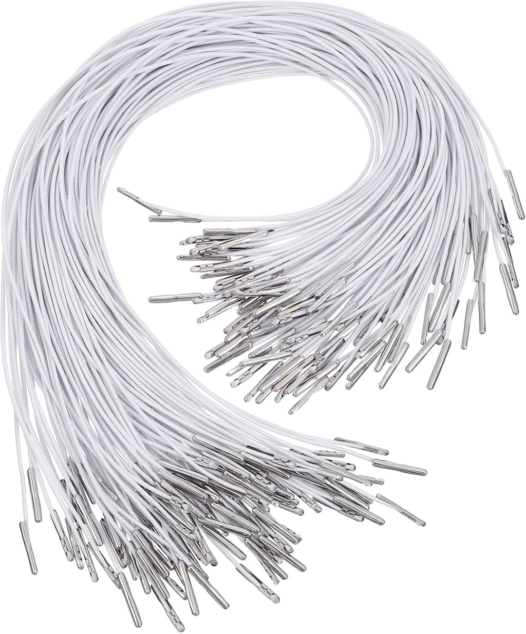 Kisangel 100Pcs Elastic Ropes with Metal Ends 13.77-Inch DIY Elastic Cord for Hats Masks Fixing Ropes Crafts Loops for Kids and Adults