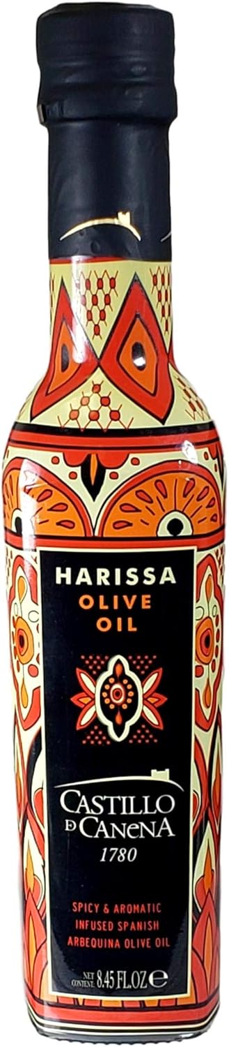 Castillo de Canena Harissa Spicy and Aromatic Infused Extra Virgin Olive Oil (250 ml) Spanish Arbequina Olives