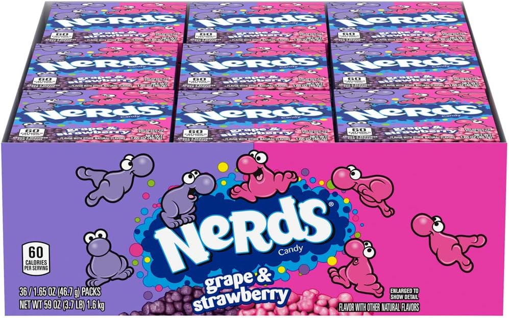 Nerds Grape & Strawberry Candy 1.65 Ounce, Pack of 36