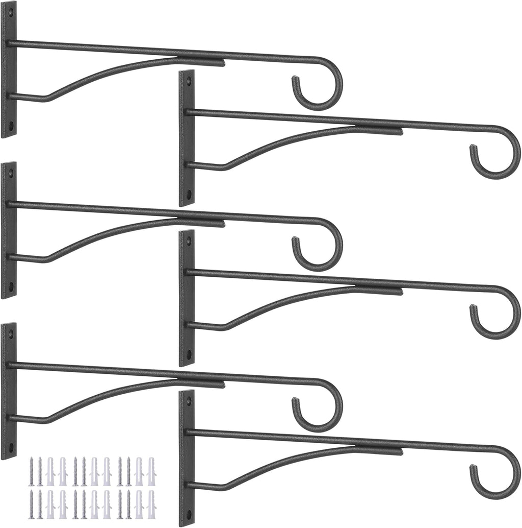 Eyrosa 8" Plant Hangers 6 Pack, Hanging Plant Bracket for Wall Fence Porch Outdoor Indoor, Metal Plant Hooks for Basket, Flower, Planter, Feeder, Lantern, Wind Chime