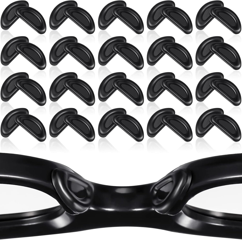 Frienda 24 Pairs Eyeglass Nose Pads, Soft Silicone Adhesive Cushion with Sticky Backing, D Shape Anti-Slip Air Chamber for Eyeglasses & Sunglasses(Black)