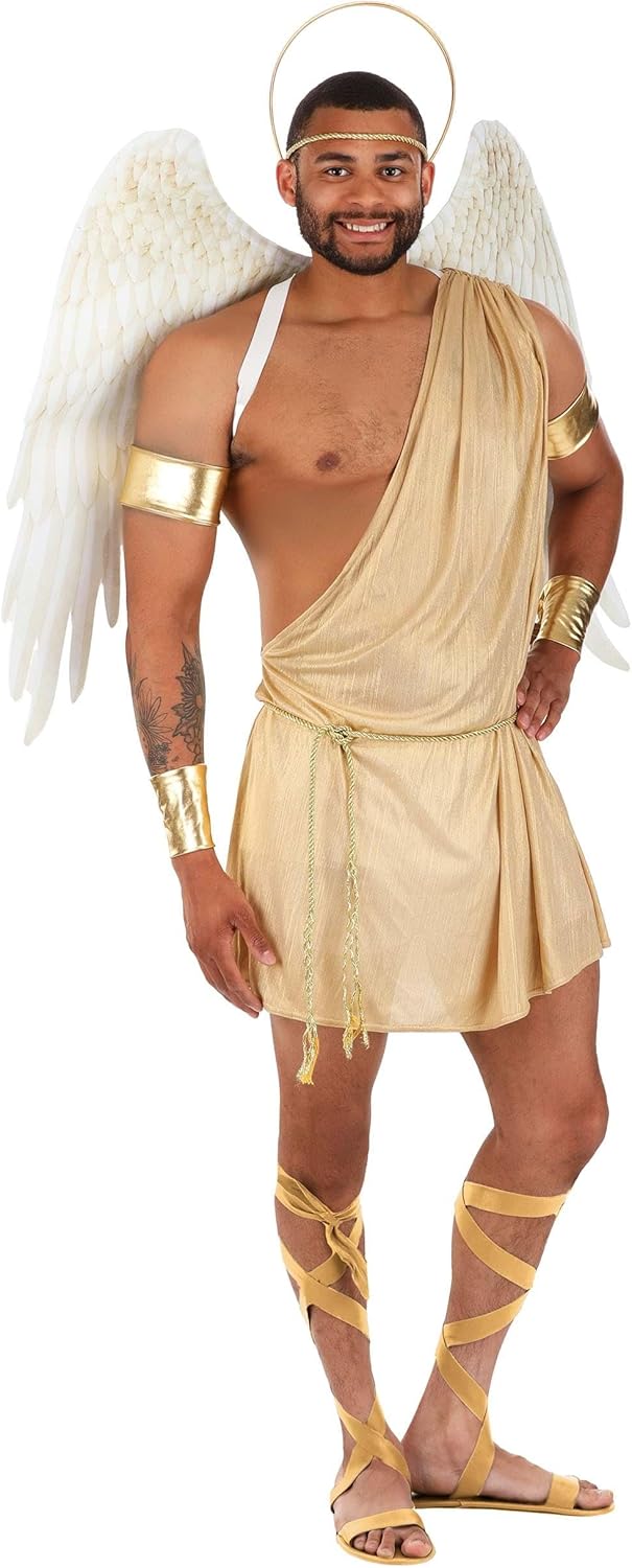 Heavenly Plus Size Sexy Angel Costume for Men | Angelic Wings, Halo, Toga | Divine Celestial Ensemble for Parties, Events