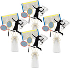 Set of 16,Badminton Theme Centerpiece Sticks,Boy Kid Birthday Table Toppers,Badminton Lovers Party Decorations, Sports Party Happy Birthday Cake Picks for Sportsman.