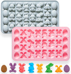 2 Pack Easter Silicone Molds, 27-Cavity Bunny Egg Chocolate Molds Shape Tray for Cake, Pudding, Jelly, Cupcake Decorations, Ice Cube, Biscuits and Cake Decorating, DIY Crafts