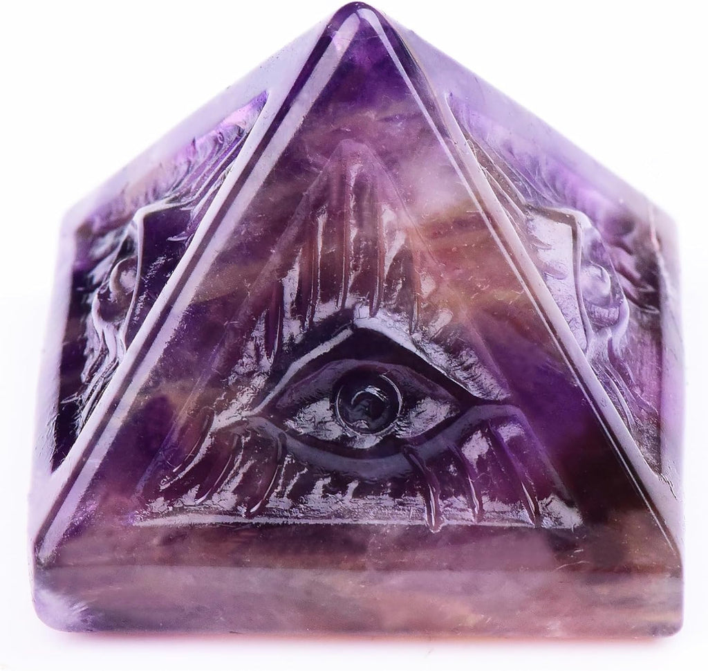 Amethyst Healing Crystal Pyramid,Natural Stone Purple Pyramid for Meditation, Reiki Energy, Chakra Balancing,Energy Enhancement Great Gift for Home Decor, Office Desk, and Spiritual Practices