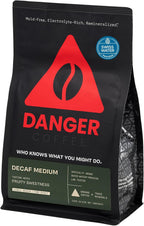 Danger Coffee by Dave Asprey, Remineralized, Mold Free & Lab Tested Swiss Water Decaf Ground Coffee, Medium Roast, Decaffeinated 10.9 Ounce