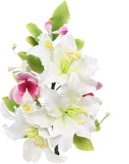 O'Creme Gumpaste Flower Spray, White Lily - Edible Flowers for Cake Decorating - Sugar Paste Flower Decorations for Cakes, Candy, Cupcake Toppers - Birthday Party, Wedding, Valentines Day, Baby Shower