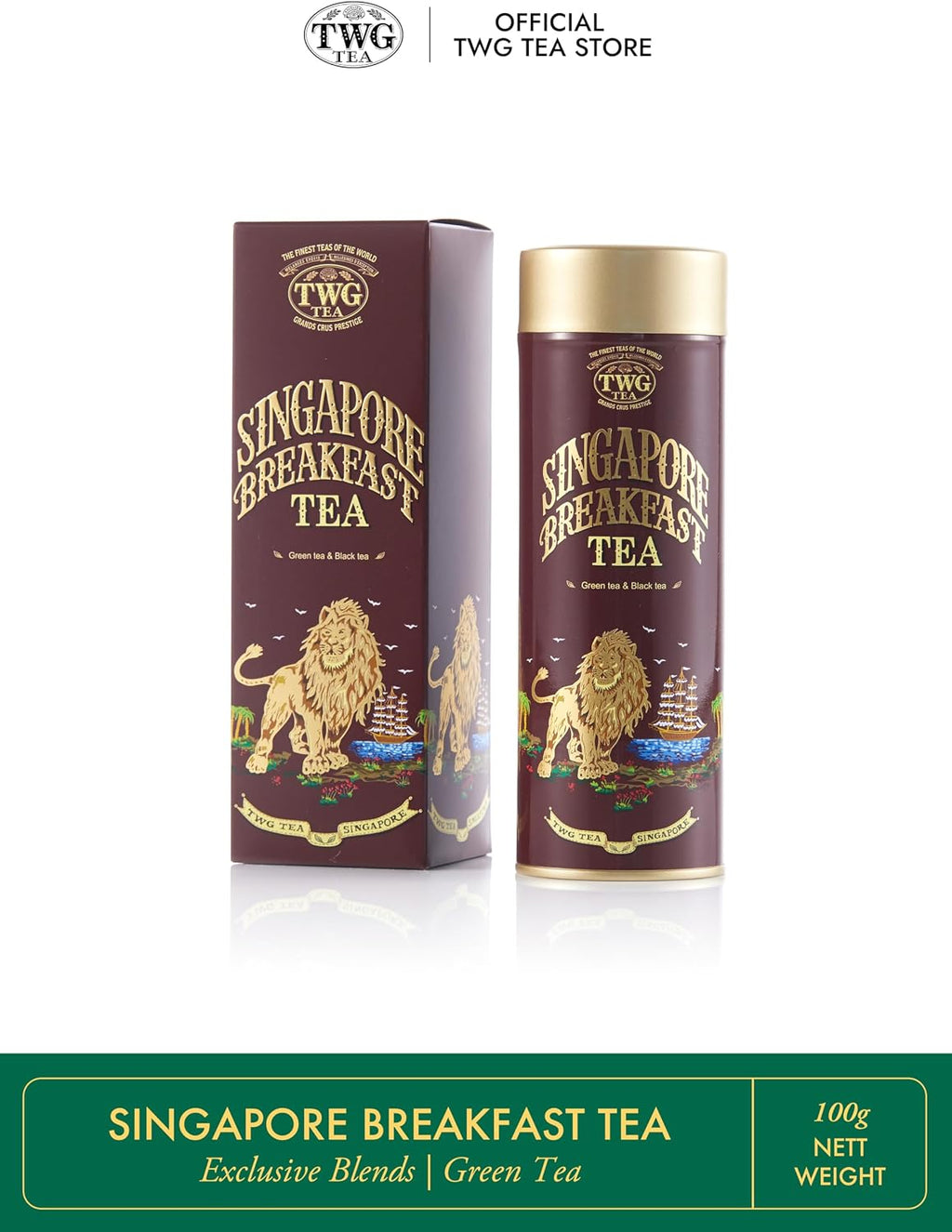 TWG Tea | Singapore Breakfast Tea | Black Tea & Green Tea | Vanilla & Spices | Haute Couture Tin, 100g | Gift Set