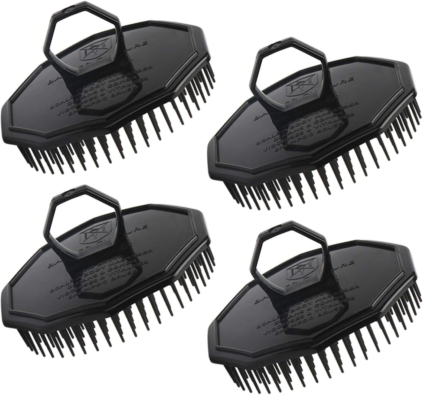 Scalp Massage Shampoo Brush, Segbeauty 4pcs Massage Hair Brushes Floriated Shower Comb for Deep Cleaning Hair Men's Hand Brush Growth Beard Brush Pet Grooming Brushes (Black(Ringed Handle))