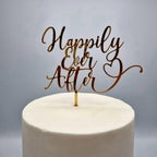 Happily Ever After Cake Topper,Gold Acrylic Marriage Cake Topper for Wedding,Engagement,Bridal Shower,Vow Renewal,Anniversary Party Decoration Supplies