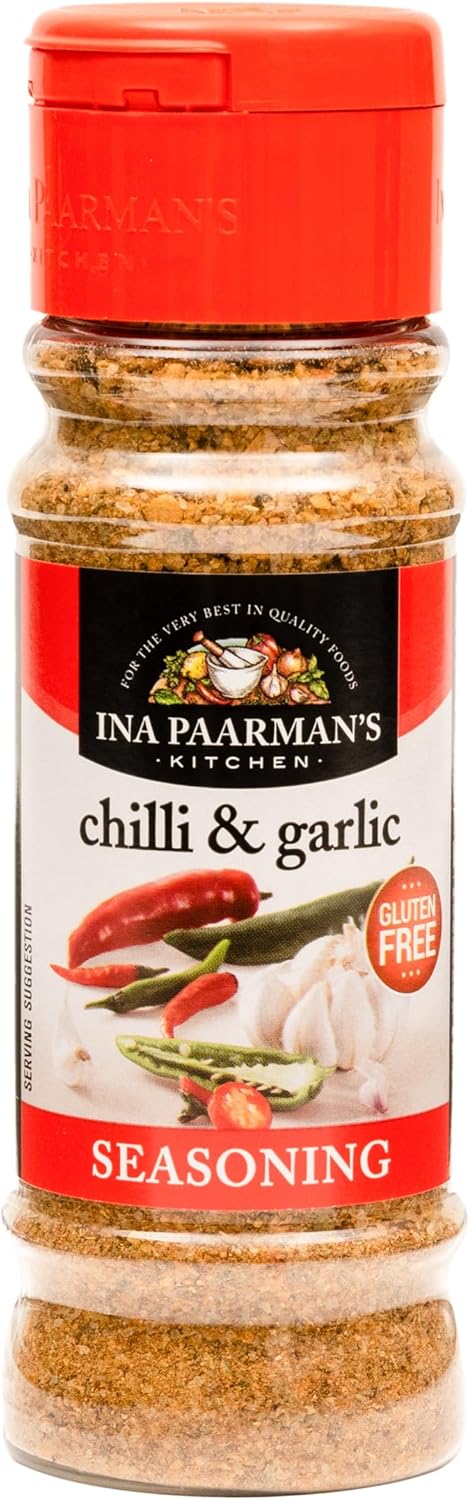 Ina Paarman | Chilli & Garlic Seasoning | 6.75 oz | Award Winning | Pairs with Fish, Chicken, Red Meat, Veg | Cooking | Natural Ingredients | Delicious Flavor | Spice | Chilli & Garlic Seasoning