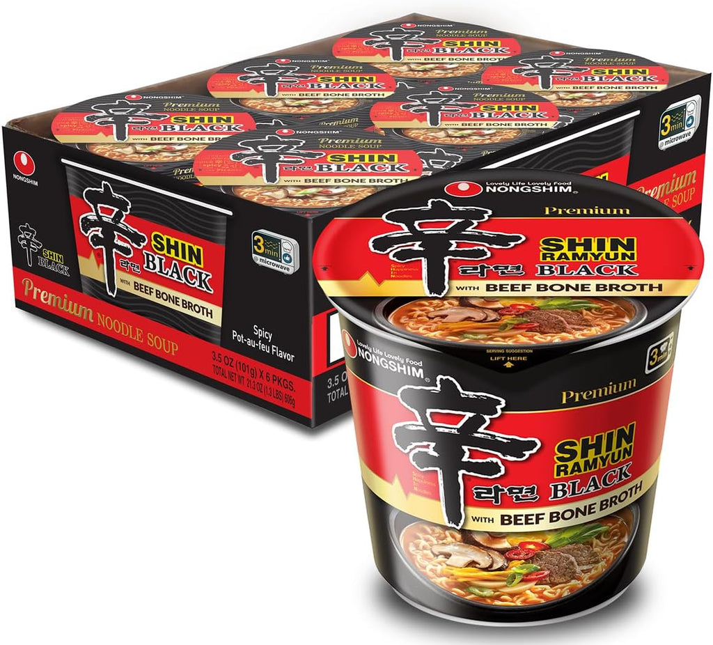 Nongshim Shin Black Noodle Soup, Spicy, 3.5 Ounce (Pack of 6)