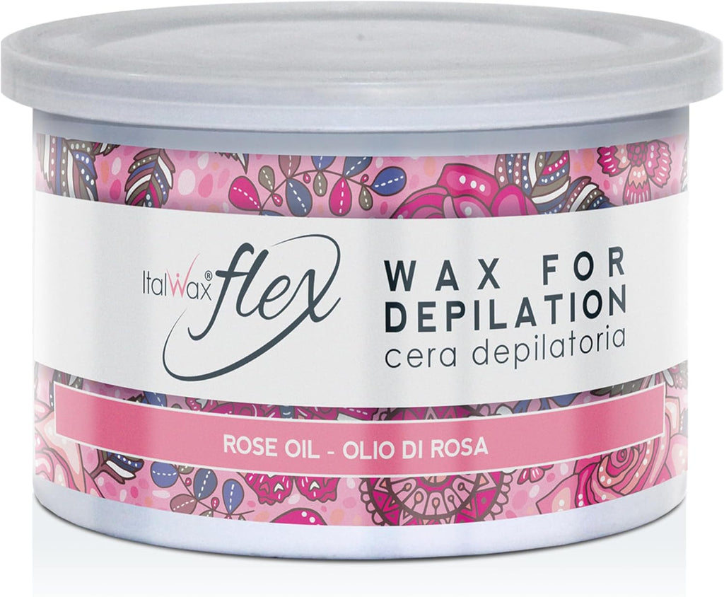 Italwax Flex Rose Oil - 397g / 14oz - Soft wax for hair removal - Unscented - Liposoluble syntetic formulation - Ideal for waxing all body area