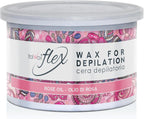 Italwax Flex Rose Oil - 397g / 14oz - Soft wax for hair removal - Unscented - Liposoluble syntetic formulation - Ideal for waxing all body area