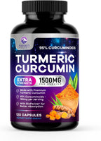 Turmeric Curcumin Supplement - 1350mg Organic Turmeric Per Serving - 95% Curcuminoids & BioPerine Black Pepper Extract for Best Absorption - Natural Vegan Joint Support, Bottled in USA - 120 Capsules
