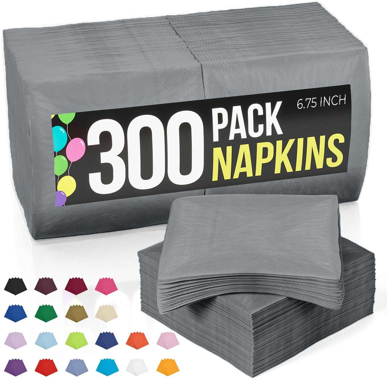 Silver Napkins Disposable Everyday 300 Pcs 2 Ply Silver Dinner Napkins Bulk For Parties & Party Supplies