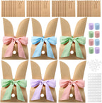 Motipuns 36 Set Easter Bunny Bags, Bunny Paper Gift Treat Bags Cute Candy Goodie Brown Kraft Party Favors Supplies Crafts for Birthday Wedding Party