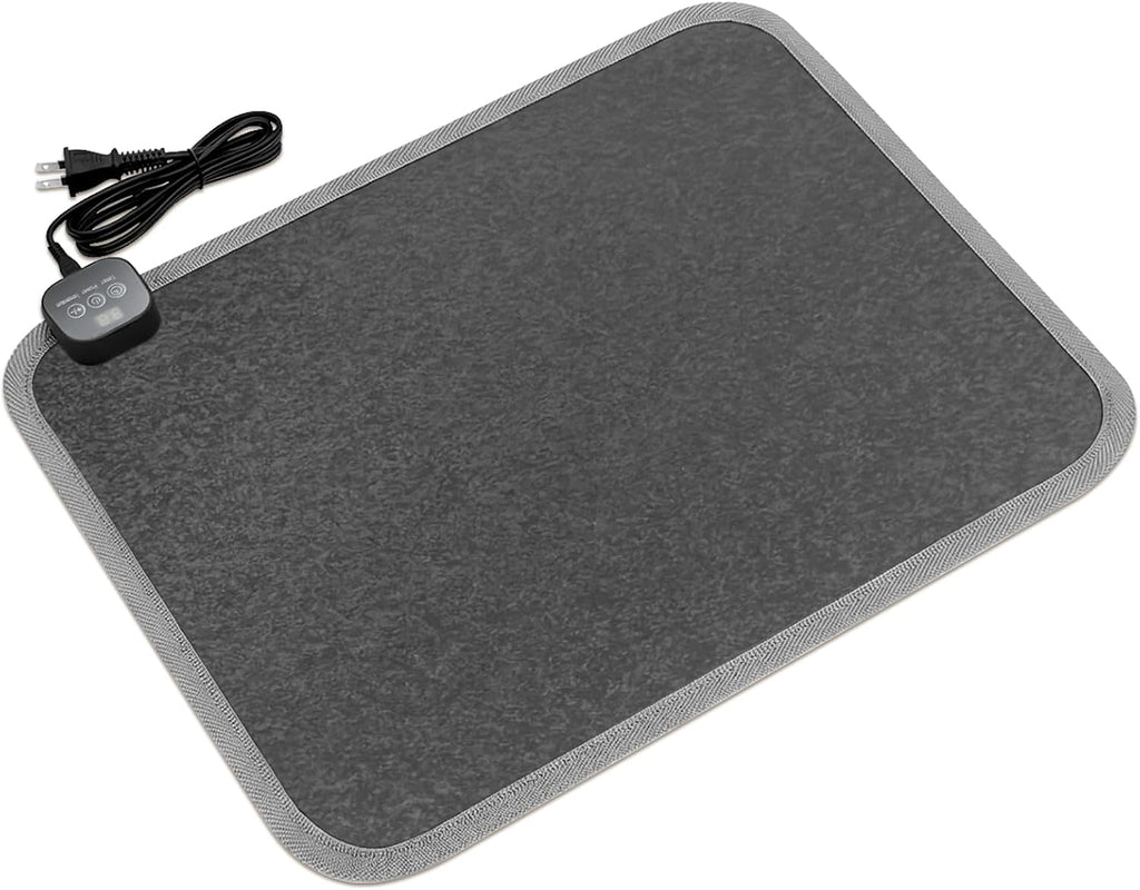 Heated Floor Mat for Foot Warmer - 110V Adjustable Temperature Under Desk Electric Heater with Timer for Office Bathroom Home, Heating Pad for Cold Feet