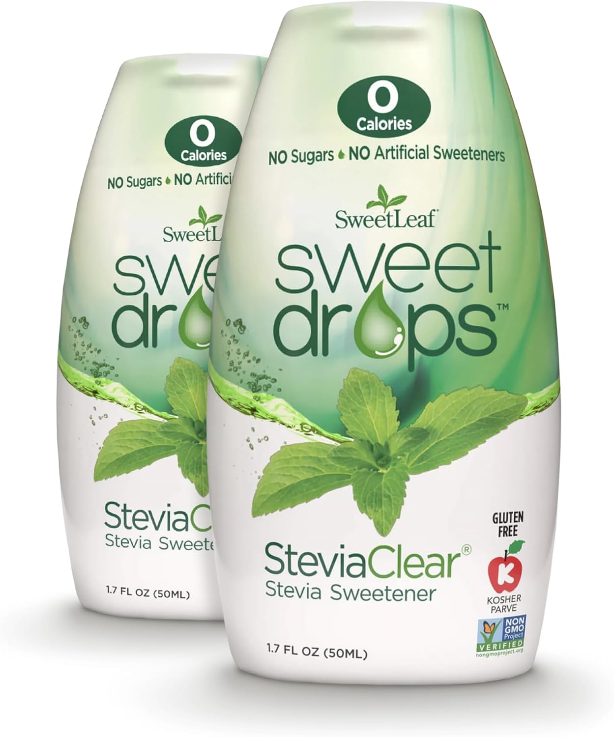 SweetLeaf SteviaClear Sweet Drops - Natural Stevia Liquid Sweetener, Squeezable Stevia Drops, No Bitter Aftertaste, Liquid Sugar Alternative, Zero Calorie, Keto, Non-GMO Stevia, 1.7 Fl Oz (Pack of 2)