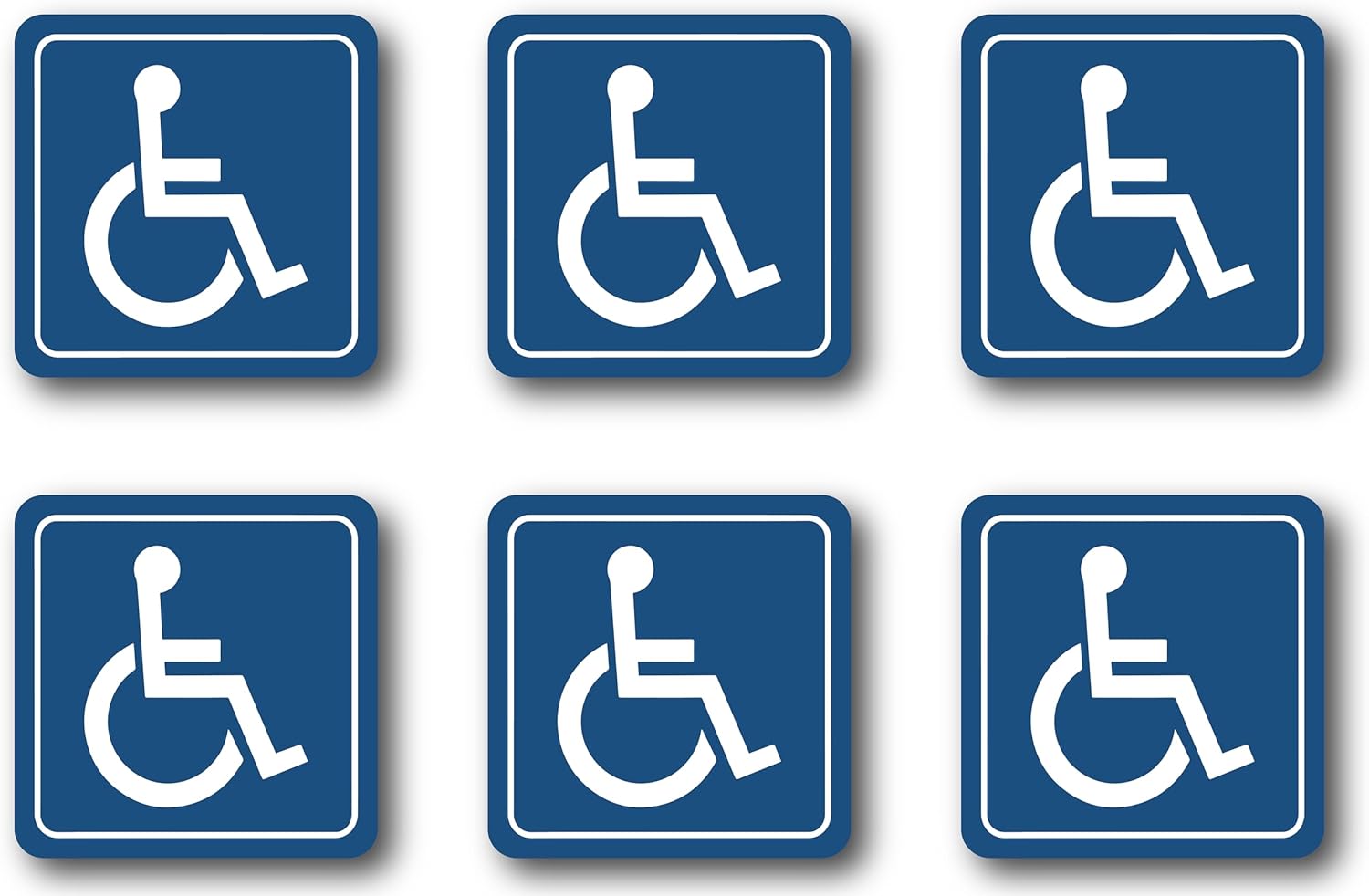 Premium Handicap ADA Complaint Signs [Pack of 6] - Vinyl Handicap Accessible Sticker Ideal for Wheelchair Person [3 x 3 Inches]
