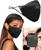 KARIZMA 90210 Silk Face Mask (Black). Luxury Fashion Mask, 19 Momme Mulberry Silk, Designer Washable Fabric, Reusable Facemask 6A Grade Fabric