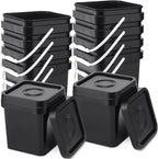 Suzile 10 Pcs Food Grade Square Bucket with Lid 1 Gallon Plastic Bucket 4.5L Utility Industrial Pail with Handle Container for Food Oil Tub Water Fishing Paint House Cleaning Car Washing (Black)