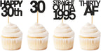 48 Pack Black Straight Outta 1995 Cupcake Toppers 30th Birthday Party Decoration