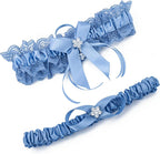 Blue Lace Bridal Garter Sets with Toss Garter, One Size, Wedding Something Blue Accessory Gift for Bride, Women Engagement Bachelorette Bridal Shower Gifts for Bride to Be