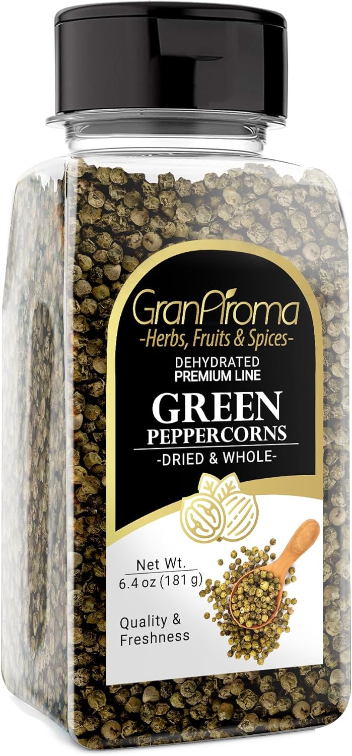 GranAroma Green Peppercorns, 6.4 oz, Whole & Dried, Fresh Flavor