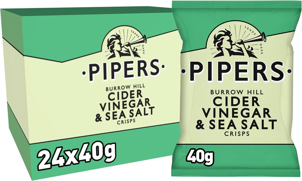 Pipers Crisps Burrow Hill Cider Vinegar and Sea Salt (Pack of 24)