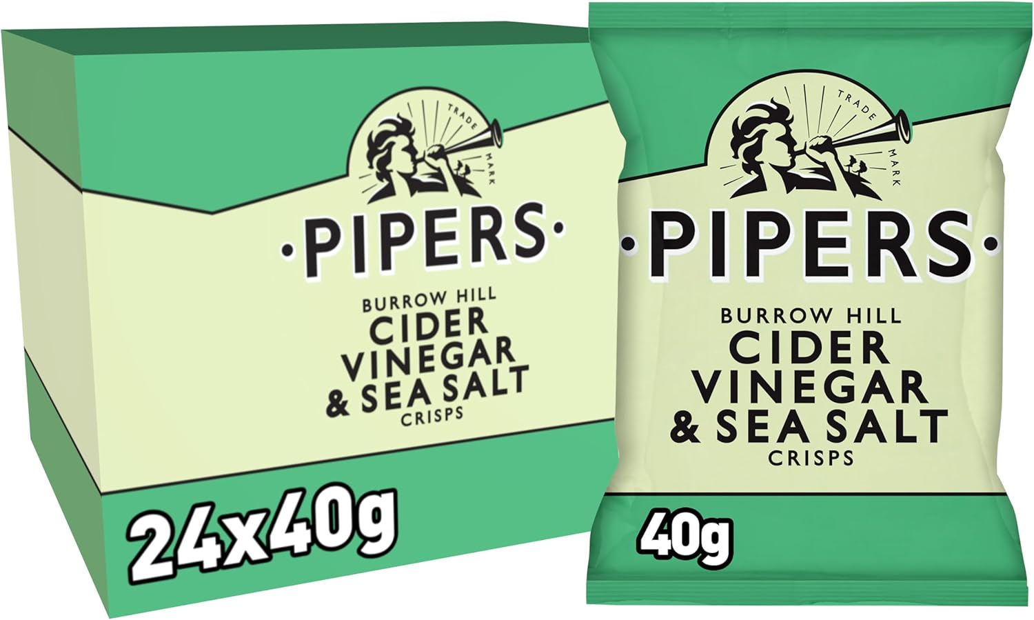 Pipers Crisps Burrow Hill Cider Vinegar and Sea Salt (Pack of 24)