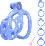 Blue Cobra Male Chastity Device Cock Cage 1.0, Yithuet 3D Printed Sissy Penis Cage with 5 Sizes Rings Breathable Lightweight Resin Material SM Products Bondage Sex Toys (Blue, S)