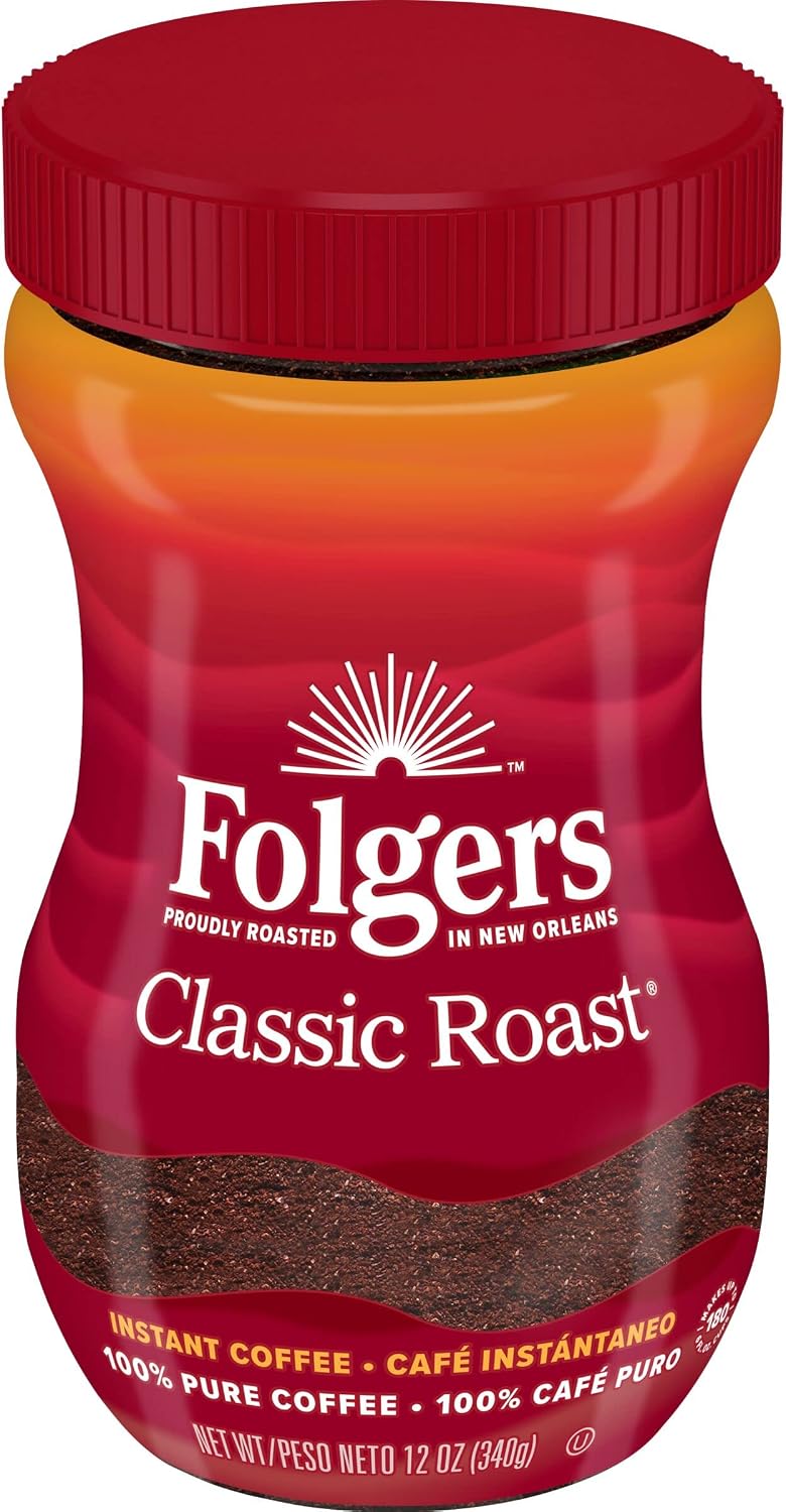 Folgers Classic Roast Instant Coffee Crystals, 12 Ounces (Pack of 1)