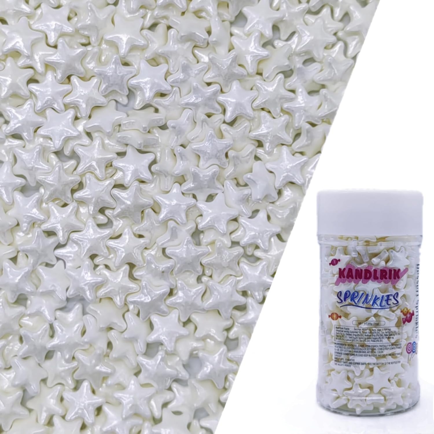 10mm White Sprinkles Edible Stars Cake Decorating Stars Cake Decorations Cupcake Toppers Cookie Decorating Perfect for Cakes,Cupcakes,Desserts Toppings 3OZ