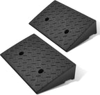 DNA Motoring 2pcs 4.3" Rise Rubber Curb Ramp Heavy Duty Loading Driveway Ramp Threshold Ramp 19.5" L x 11.6" W x 4.3" H for Loading Dock, Warehouse, Wheelchair, Motorcycles, Cars, TOOLS-00645