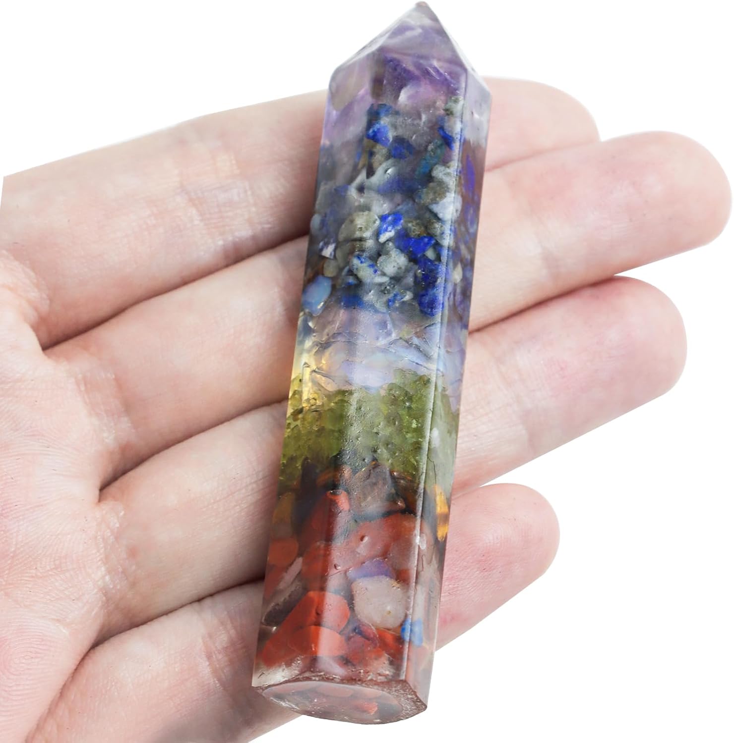 7 Chakra Healing Crystals Wand, 3" Natural Crystals and Healing Stones, Polishing Reiki Energy Gemstones Crystal Points for Meditation Spiritual Decor (7 Chakra)