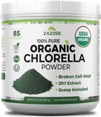 Zazzee USDA Organic Chlorella Powder, Broken Cell Wall, 6 oz, 85 Servings, Free Scoop Included, 100% Pure, 20:1 Extract, Nutrient-Dense Superfood, Green Algae Powder, All-Natural, Non-GMO, Made in USA